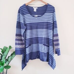 Style & Co. Woman BNWT Assymetrical LS Tunic - Multi 1X